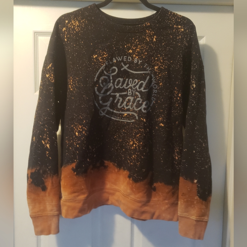 Black and Orange Women's Crew Neck Sweater